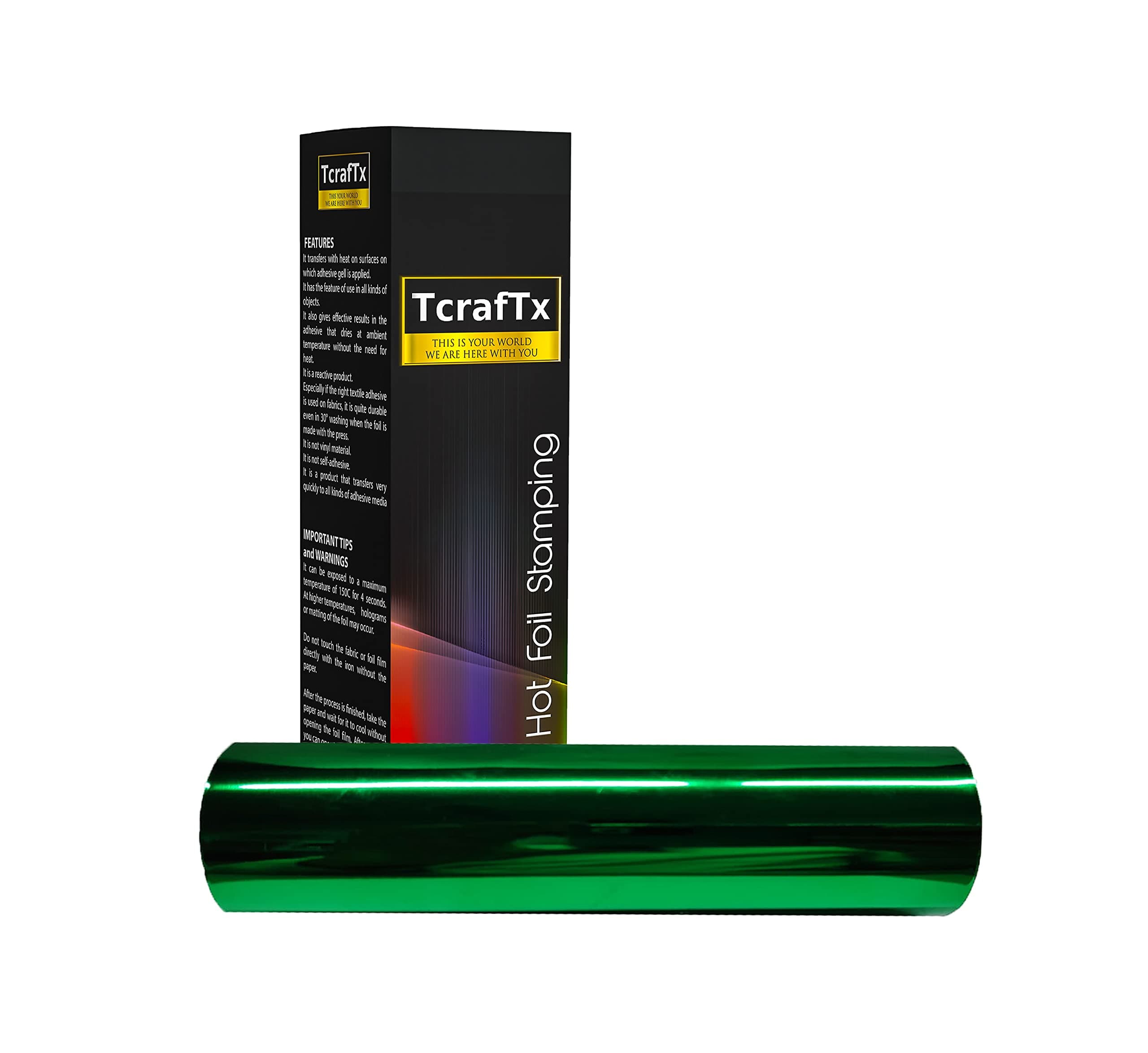 Hot Foil Transfer Roll for Minc Machine and Textile, 5.90" x 82 ft Metallic Hot Foil (Green)