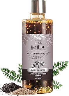 Nat Habit Curry Sesame Winter Hair Oil For Oily, Normal, Curly, Colored Hair With 16 Herbs, Coconut & Amla, (100ml)