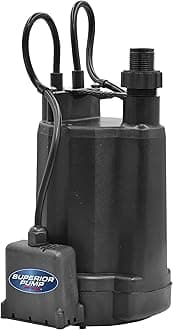 Superior Pump 91246 1800GPH Thermoplastic Automatic Utility Pump, 1/4 HP