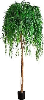 Nearly Natural 7ft Willow Tree Faux Plant, Realistic Indoor Artificial Tree, Home Office Décor