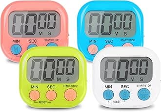 CHEMEILAI 4-Piece Multi-Function Electronic Timer, Kitchen Timer, Learning Management Timer, Suitable for Kitchen, Study, Work, Exercise Training, Outdoor Activities(not Including Battery).