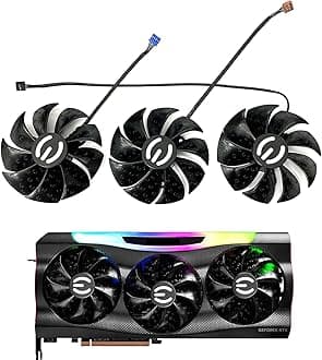 87MM PLD09220S12H RTX3080 RTX3070 Graphics Card Fan Replacement for EVGA GeForce RTX 3070 3080 TI 3090 FTW3 Cooler Fan (Black 3-Fan)