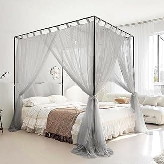 Mengersi Canopy Bed Curtains Bed Canopy Canopies Net,Bedroom Decoration Accessories(Queen,Gray)