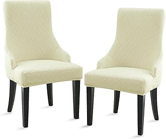 Liykimt Stretch Wingback Side Chair Slipcover(2,Rhombus Beige)