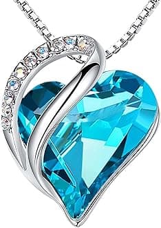 Leafael Infinity Love Heart Necklace, Birthstone Necklaces for Women with Healing Stones, Allergy-Free Jewelry for Women, Silver-Tone Pendant Necklace with Gift Box, 18+2 Inch Chain Extender