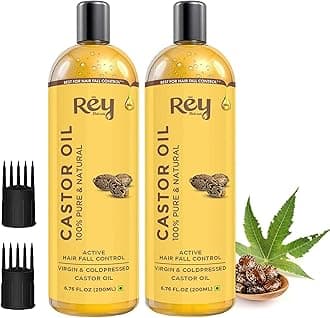 Rey Naturals Castor oil Cold Pressed | Arandi ka Tel original | Castor oil For Hair | Castor oil for Skin, Eyelashes | Hydrates Skin & Minimise Wrinkles | Suitable For All Hair Types | 200 ml x 2