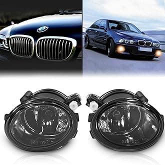 TangMiGe Fog Lights Lamps for 2000-2006 BMW (E46 M3 E39 M5) / 3 Series (320i 323i 325i 325xi 330i 330xi Sedan w/Sport Package, 325i 325xi Wagon w/Sport Package) Premium Assembly, 1 Pair, Smoke Lens