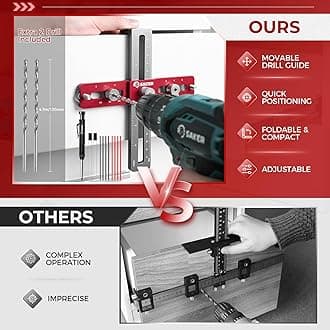 Saker Cabinet Hardware Doweling Jig with Deep Hole Pencil,Adjustable Cabinet Template Tool for Knobs,Handles and Pulls,Self Centering Punch Locator Precise Woodworking Drill Guide