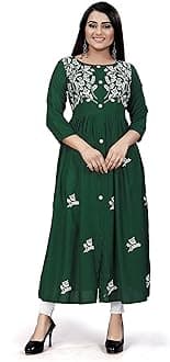 KrazzyKudy Women's Rayon Flared Embroidery Kurti Under 599 Designer Attractive Look Women's Kurta