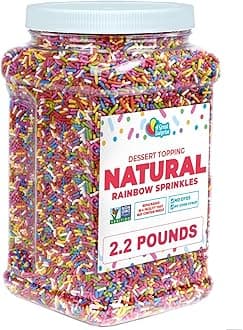 Dye-Free Rainbow Sprinkles – 2.2 LB - Easter Natural Vegan Baking Toppings with No Artificial Dyes or Flavors – Non-GMO Jimmies for Cookies, Cakes, Ice Cream & Cupcakes