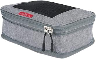 LeanTravelLeanTravel Compression Packing Cubes for Travel Organizers with Double Zipper (1 small piece, Grey)