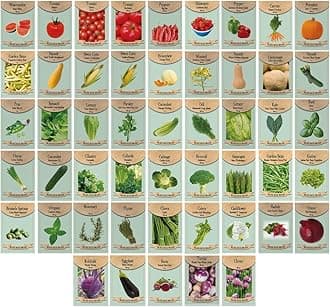 Black Duck Brand 50 Packs Assorted Heirloom Vegetable Seeds 40 Varieties Over 20,000 Heirloom Seeds, Includes Freedom Farms Vegetable Set Mylar Bag for Optimal Seed Storage! 100% Non-GMO