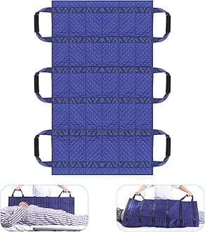 Positioning Bed Pad with Reinforced Handles,Reusable Washable Transfer Sheet for Turning, Lifting,Repositioning,45.7"X26.8" Soft Multipurpose Transfer Pad for Elderly, Incontinence,Caregiver,Blue