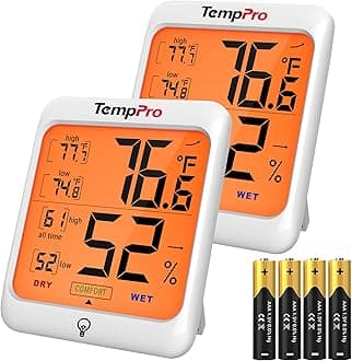 ThermoPro TP53 2 Pieces Hygrometer Humidity Gauge Indicator Digital Indoor Thermometer Room Temperature and Humidity Monitor with Touch Backlight