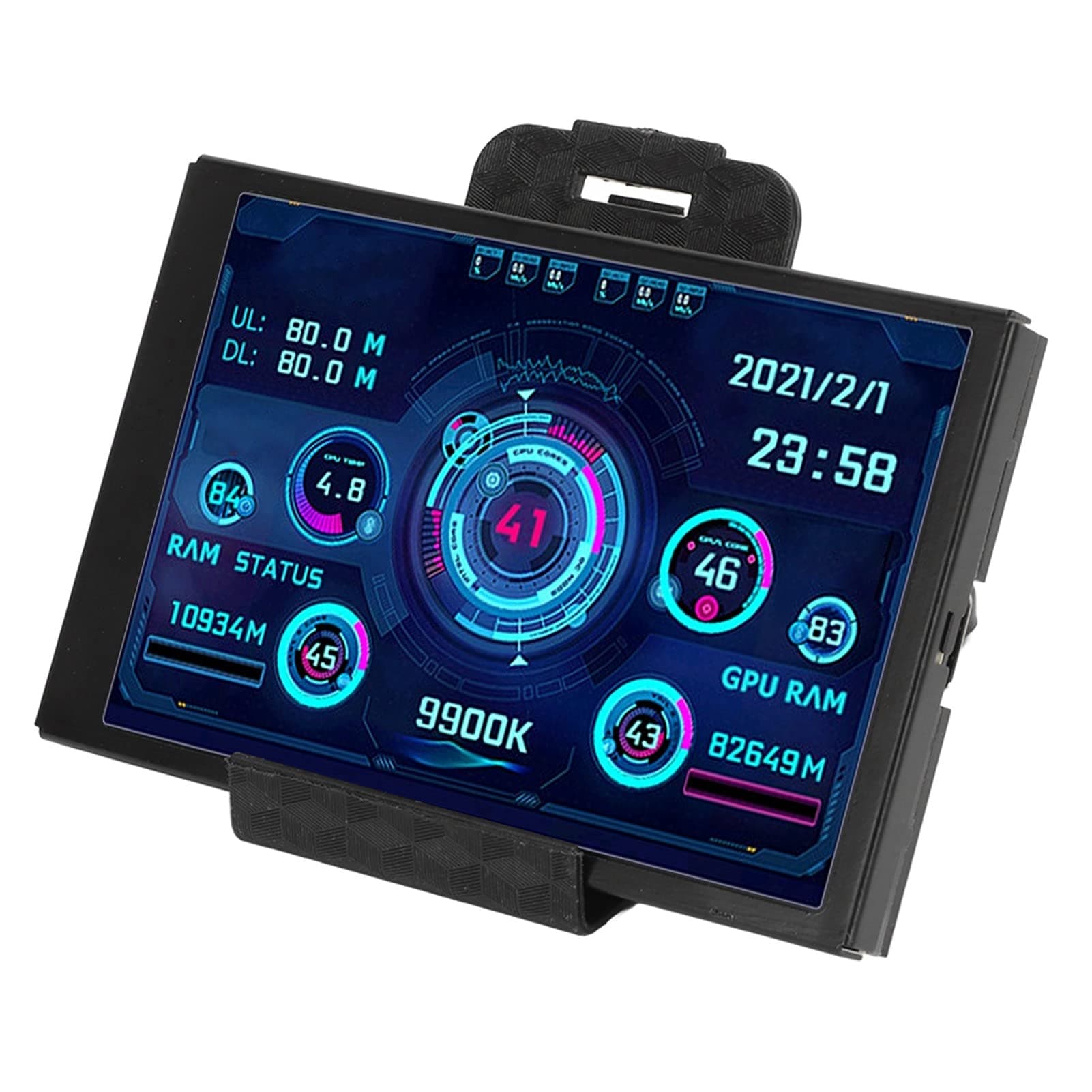 Bewinner 3.5 Inch Computer Temp Monitor, PC Sensor Panel, Full View Small Screen for AIDA64 CPU Hard Disk Data Monitor (Black)