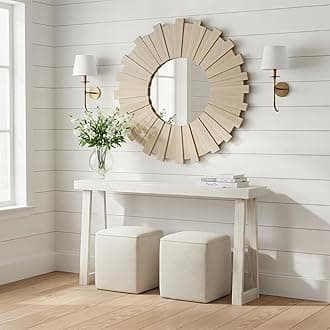 Plank+Beam Classic 56 Inch Console Table, Solid Pine Wood Entryway Table, Narrow Sofa Table for Hallway or Living Room, White Sand