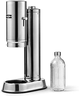 Carbonator Pro, Sparkling & Carbonation Water Machine, Stainless Steel with Glass Reusable Bottle Volume 800 mL/27 fl oz (Stainless Steel)