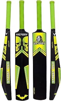 VICTORY Turf Cricket Bat for Adults Hard Plastic Full Size Tennis for Mens with Grip for Soft Cricket Ball, Gully, Tournament Match - Black/Green (Size-8)