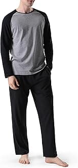 DAVID ARCHYMen's Combed Cotton Soft Sleepwear Long Sleeve Top and Bottom Pajama Set Short Sleeve Set