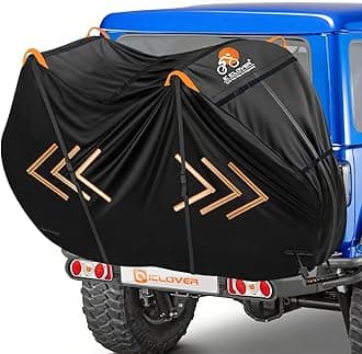IC ICLOVER Bike Cover for Transport on Rack, Bicycle Covers for 3 Bikes on Rear Bike Rack, 600D Outdoor Storage Bike Travel Cover on Hitch, Waterproof Bike Rack Covers for 3 Bikes on Car Bike Rack