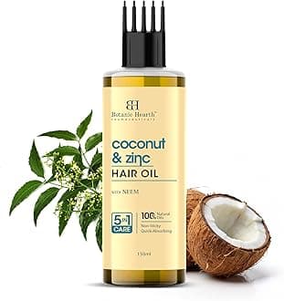 Botanic Hearth Coconut & Zinc Pyrithione Hair Oil with Neem – 150ml – Soothes Scalp, Controls Dandruff, Nourishes & Hydrates for Healthy Hair