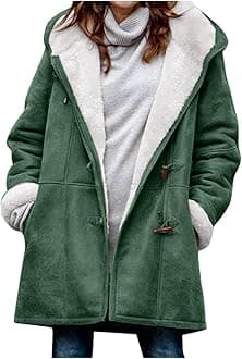 SHAOBGE Womens Plus Size Winter Coats Warm Sherpa Fleece Lined Jackets Hooded Parka Faux Suede Pea Coat Outerwear 2024