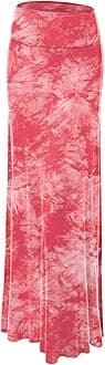 Women's Casual High Waist Solid/Tie Dye Fold Over Flowy Long Maxi Skirt