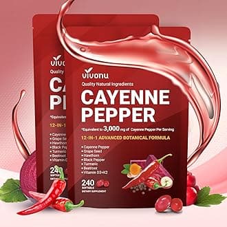 VivoNu Cayenne Pepper Softgels Supplement, Supports Leg Vein, Heart and Blood Vessel Health, with Vitamin E D3+K2 and Extracts of Grape Seed, Hawthorn, Beetroot, Berberine and Others