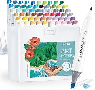 Alcohol Markers Slim Broad and Fine Tip, 60+1 Landscape Tones Seamless Blending Ink Refillable Markers for Architectural, Travel Journaling, Botanical and Nature-themed Artwork - Kaala Serie