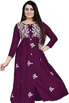 Women's Rayon Flared Embroidery Kurti Under 599 Designer Attractive Look Women's Kurta