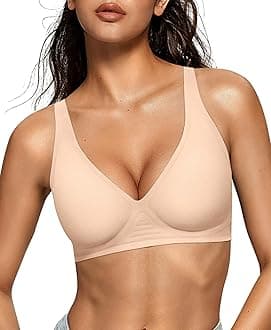 Womens Deep V Bras Wireless Comfortable Bra Supportive No Underwire Bras Tshirt Push Up Bralettes Plunge Seamless Bra