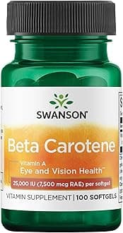 Swanson Beta-Carotene Vitamin A 25,000 IU Eye and Skin Health Supplement for Adults Seeking Vision and Immune Support - 7,500 mcg (100 Softgels)