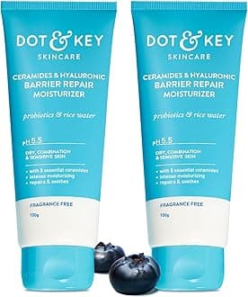 Ceramides Moisturizer (Pack of 2, 100 gms each) with Hyaluronic for Intense Moisturizing | With Probiotic & Rice Water I Barrier Repair Cream | For Dry Skin, Normal Skin & Sensitive Skin
