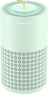 AIRROMI Air Purifier for Bedroom with True H13 HEPA 3-in-1 Filters, Pet Air Purifiers for Home Cat Pee Smell, Covers Up to 990 Ft², Quiet 360° intake Air Cleaner for Allergies Dust Smoke Odor Green