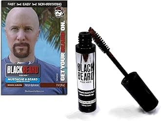Blackbeard for Men Formula X Instant Mustache, Beard, Eyebrow and Sideburns Color - Fast, Easy, Men’s Grooming, Beard Dye Alternative, Brown/Auburn, 13 Pack
