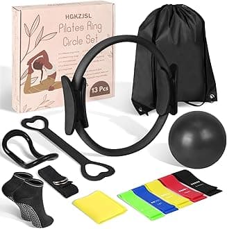 Home Pilates Essentials Kit for Women,Pilates Equipment Set with 9 Inch Yoga Ball,Figure 8 Resistance Band,Pilates Bands & Accessories,Pilates Ring and Ball Set for Beginners Home Workouts