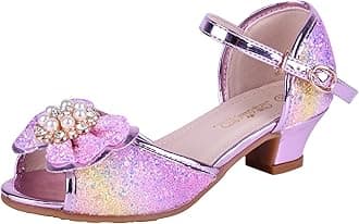 Girls Princess Shoes Sequins Sweet Bows High Heels Wedding Party Dress Shoes Dance Bright Diamond Cosplay Christmas Festival Shoes Pink Blue Purple Gold Silver
