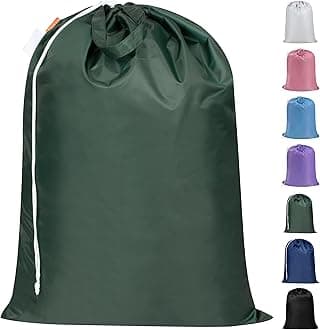 Polecasa Extra Heavy Duty Large Laundry Bag with Sturdy Handles and Drawstring Closure, 28 x 36 inches Durable Storage Bags for Basket, Hamper, College, Dorm, Travel, Green
