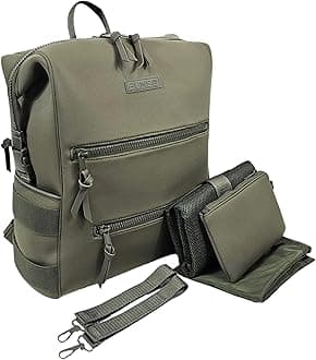 Lightweight Diaper Bag Backpack, Water-resistant Neoprene Bag With Changing Pad, Stroller Straps, Wet Bag and Pouch