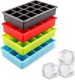Tovolo 81-21785 Perfect Cube Trays, Ice Blue, Candy Apple, Charcoal, Spring Green-Set of 4, Silicone, Assorted