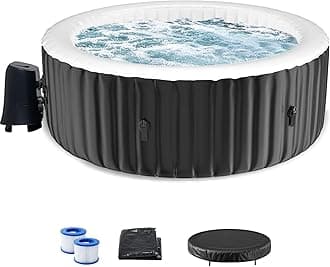 LILYPELLE 2-4 Person Inflatable Hot Tub, Large Portable Hot Tub with 120 Bubble Jets, Outdoor Spa Round Bathtub Set Included Heater Pump, Filter and Insulated Cover, 71" X 71" X 25"