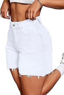 IWD Jean Shorts for Women High Waisted Stretchy Casual Denim Shorts Ripped Frayed Hem Summer Trendy Jorts