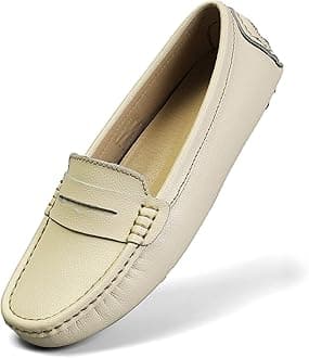 Women's Classic Comfort Leather Penny Loafers Casual Slip-Ons Lightweight Walking Flats Driving Mocs Boat Shoes