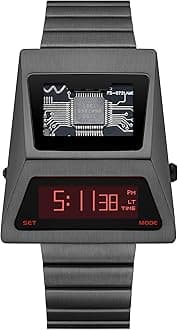 BENLYDESIGN Unique Metal Wristwatch OLED Display Men's Digital Unique Metal Watches, Lift-to-Wake Screen, Stainless Steel Strap