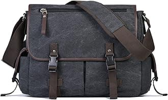 Vintage Canvas 15.6 inch Laptop Messenger Bag for Men Women, College Computer Satchel Shoulder Bag Travel Office Briefcases | Anti-theft Design, Multiple Pockets