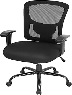 BestOffice 400lbs Desk Mesh Computer Lumbar Support Wide Seat Adjust Arms Rolling Swivel High Back Task Executive Ergonomic Chair for Home Office,Black