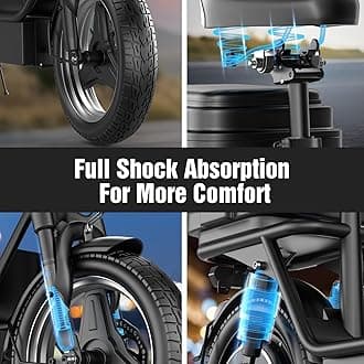 850W/1000W Peak Motor Electric Scooter for Adults, 25MPH Top Speed, 25-35 Miles Range, 48V 13AH/15AH Battery, Dual Suspension, 14" Foldable E Scooter with Seat for Cargo, Commuting