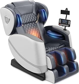 2026 Massage Chair Full Body, Zero Gravity Massage Chair with 10 Fix Rollers, Airbags, Heating, Foot Massage, Auto Modes, Bluetooth Speaker, Smart Screen Controller(Light Gray)