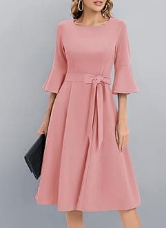 HomRain Women 3/4 Sleeve Elegant Formal Dress for Cocktail Classy Fall/Winter Christmas Church Work Dress