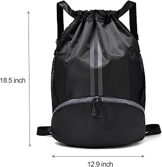 Drawstring Gym Bag for Men, Waterproof Drawstring Backpack for Women, Swim with Shoes Compartment, Pull String Sport Bag for Soccer and Basketball. (Rose)